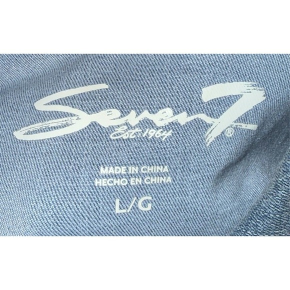 Seven 7 Women's Denim Jacket Blue Size L Casual Long Sleeve Jean Y2K trucker $89 - Picture 3 of 11